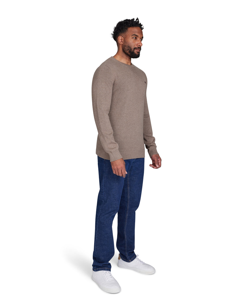 Classic Crew Neck Cotton/Cashmere Knit - Toast