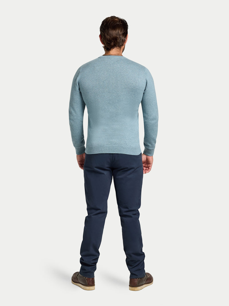 Classic Crew Neck Cotton/Cashmere Knit - Green Marl