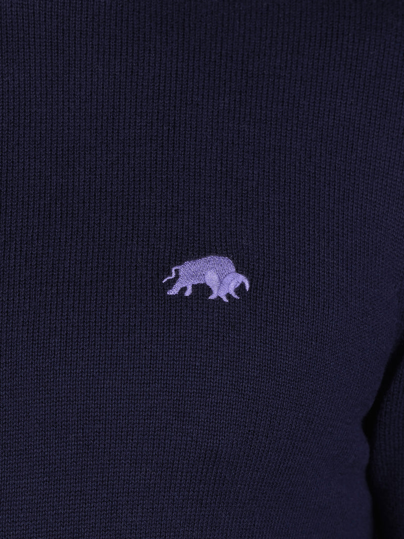 Classic Crew Neck Cotton/Cashmere Knit - Navy