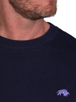 Classic Crew Neck Cotton/Cashmere Knit - Navy