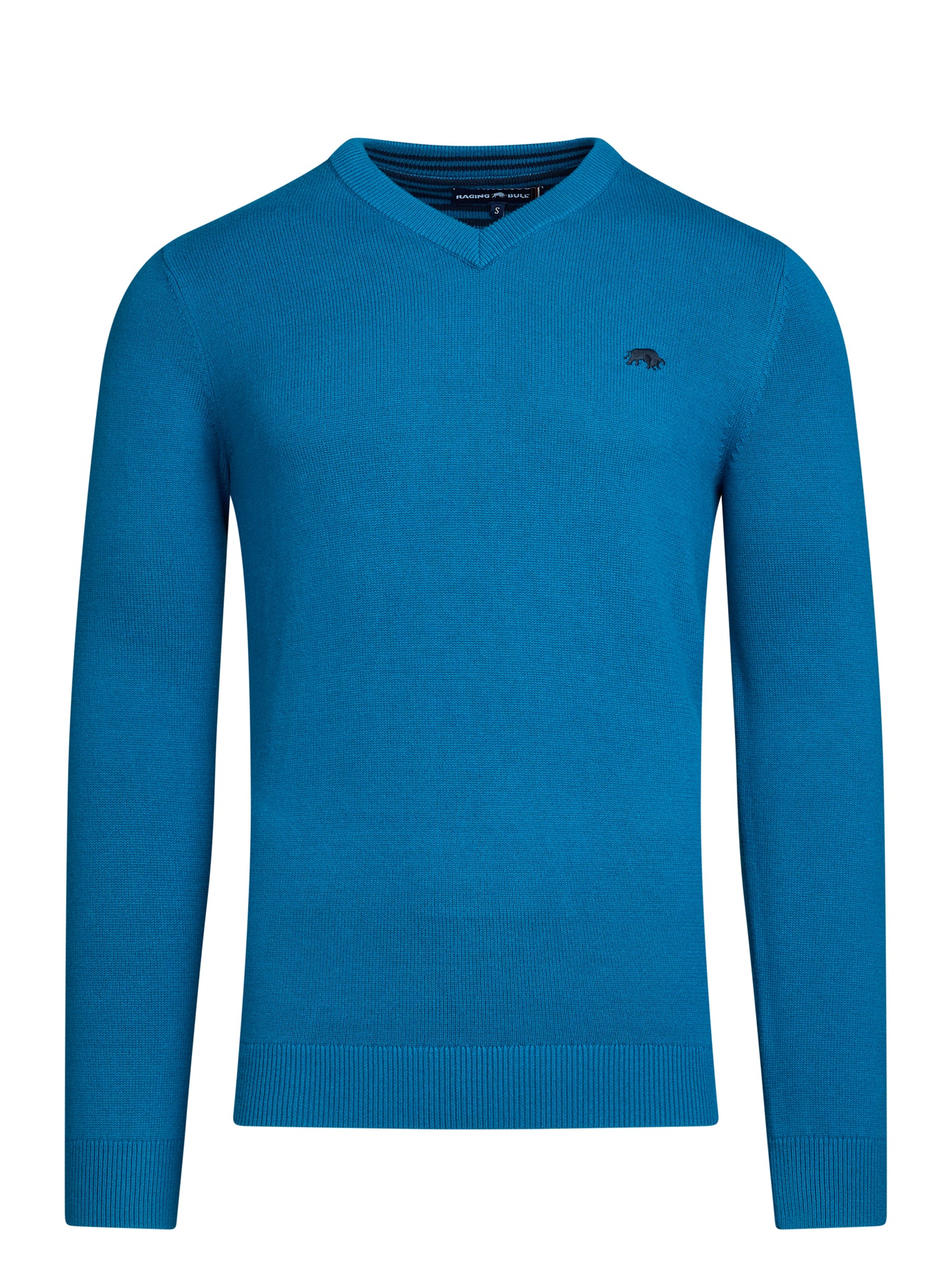 Classic V Neck Cotton/Cashmere Knit - Teal