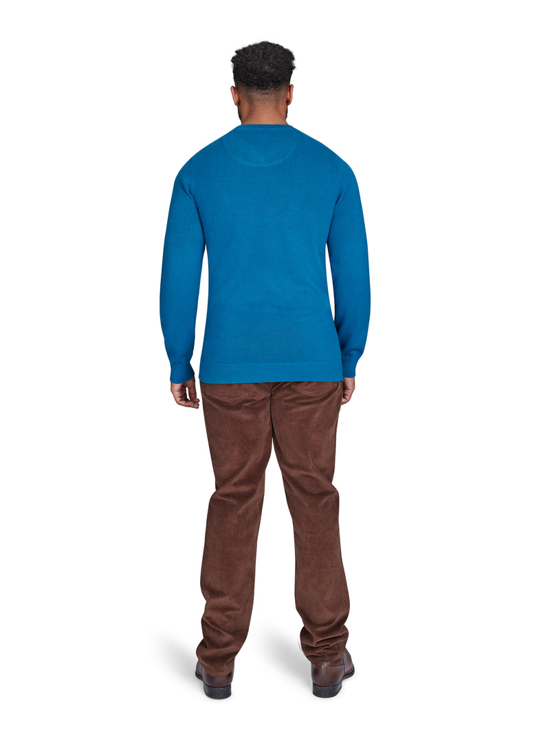 Classic V Neck Cotton/Cashmere Knit - Teal
