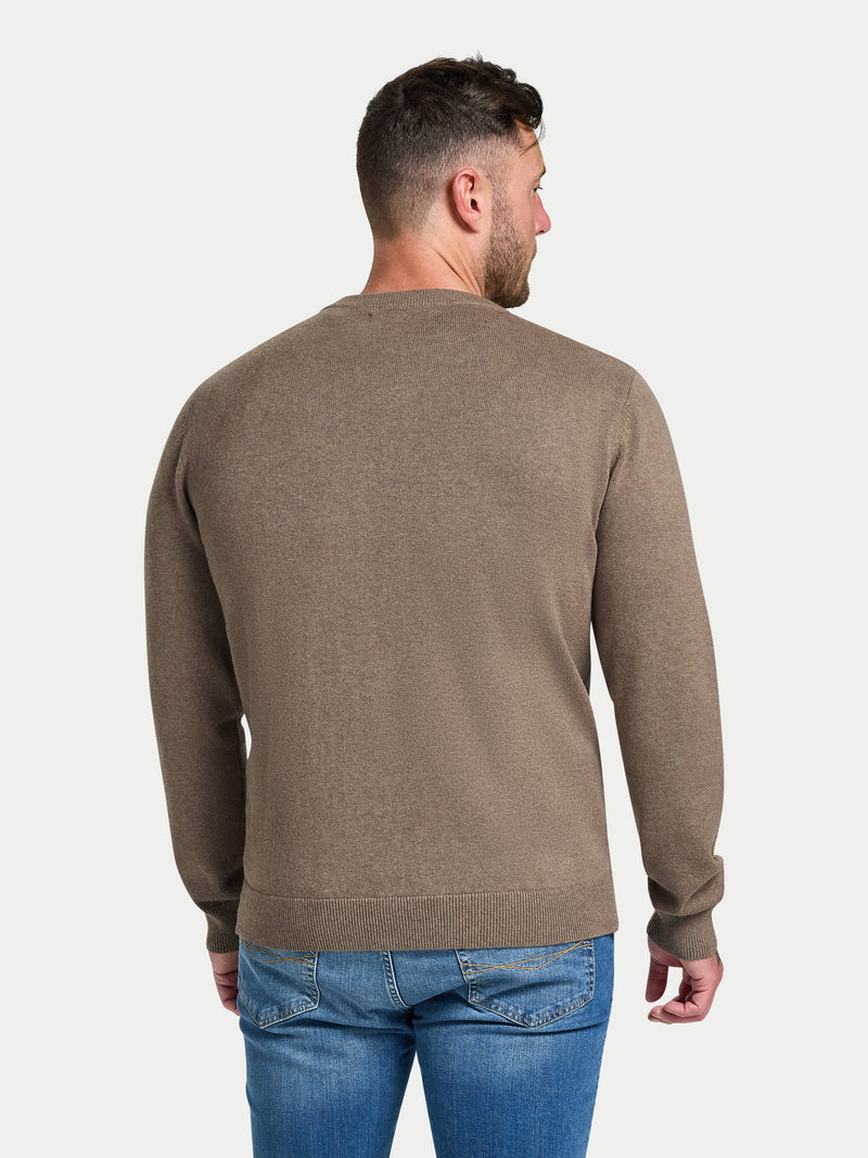 Classic V Neck Cotton/Cashmere Knit - Toast