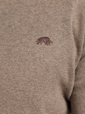 Classic V Neck Cotton/Cashmere Knit - Toast