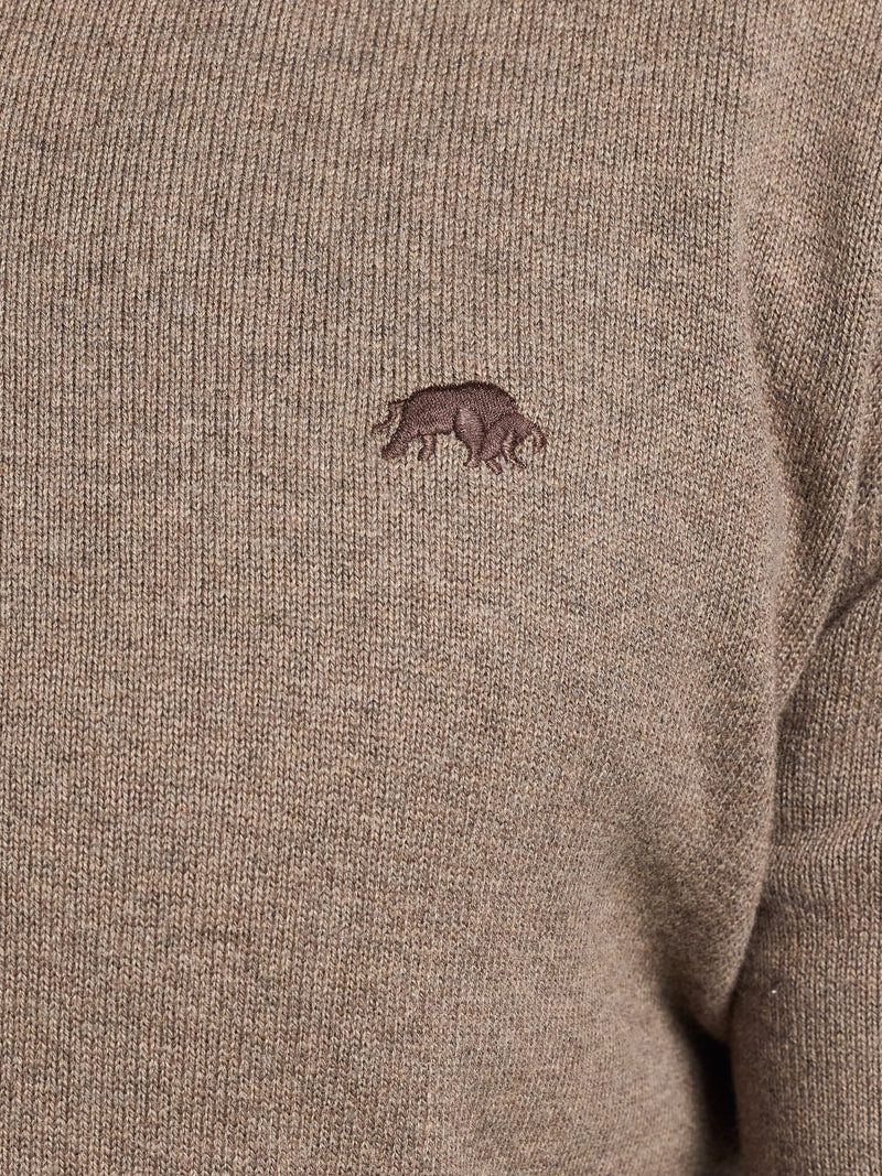 Classic V Neck Cotton/Cashmere Knit - Toast