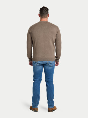 Classic V Neck Cotton/Cashmere Knit - Toast