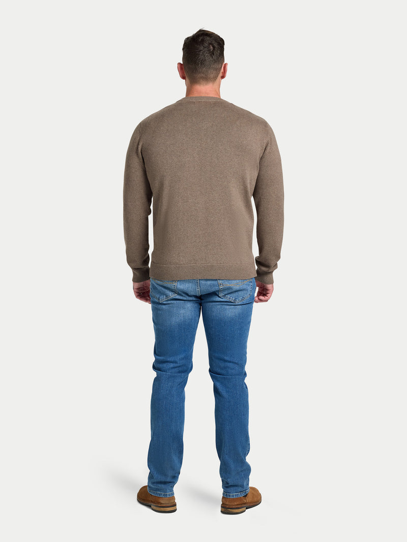 Classic V Neck Cotton/Cashmere Knit - Toast