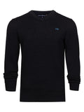 Classic V Neck Cotton/Cashmere Knit - Black