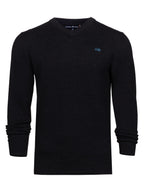 Classic V Neck Cotton/Cashmere Knit - Black