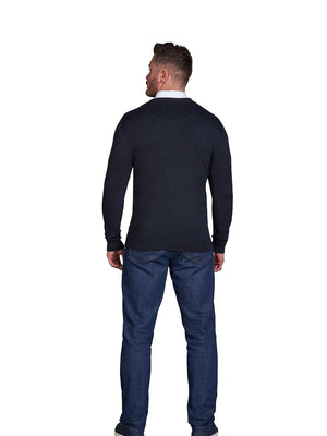 Classic V Neck Cotton/Cashmere Knit - Black