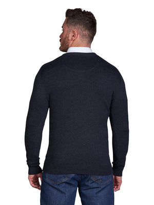 Classic V Neck Cotton/Cashmere Knit - Black