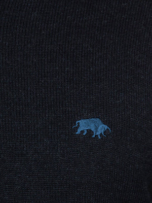 Classic V Neck Cotton/Cashmere Knit - Black