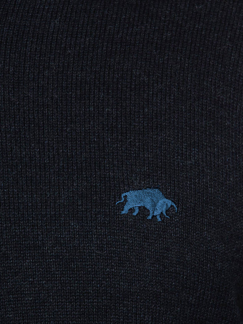 Classic V Neck Cotton/Cashmere Knit - Black