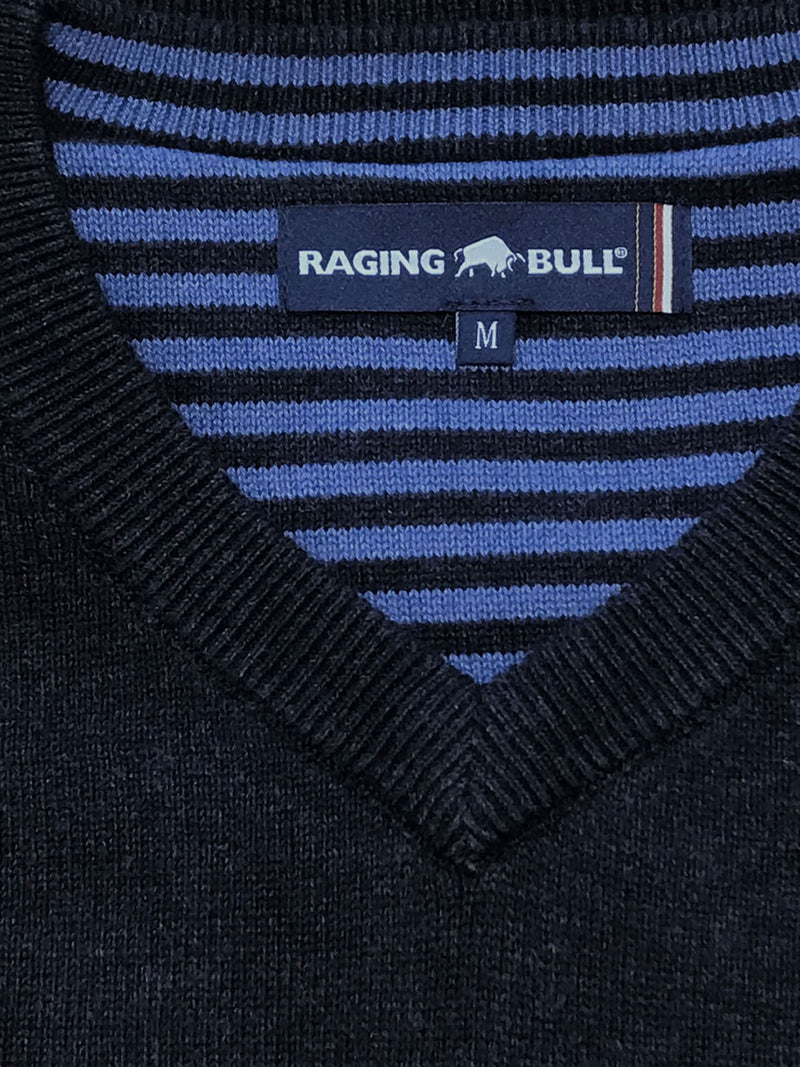 Classic V Neck Cotton/Cashmere Knit - Black