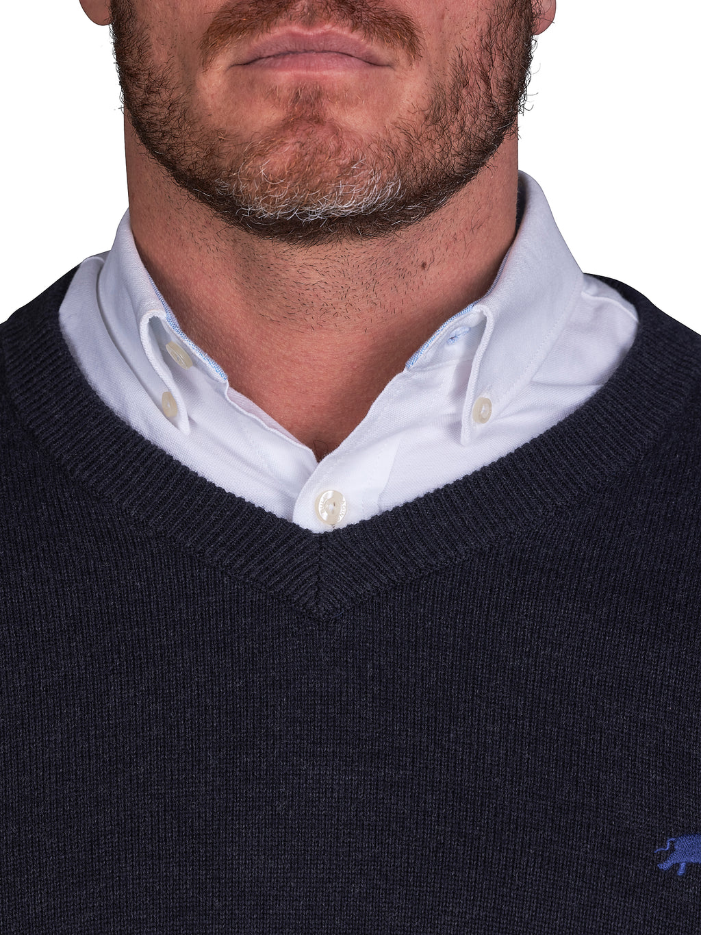 Classic V Neck Cotton/Cashmere Knit - Black