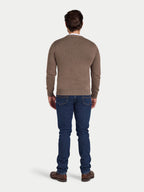 Classic V Neck Cotton/Cashmere Knit - Toast