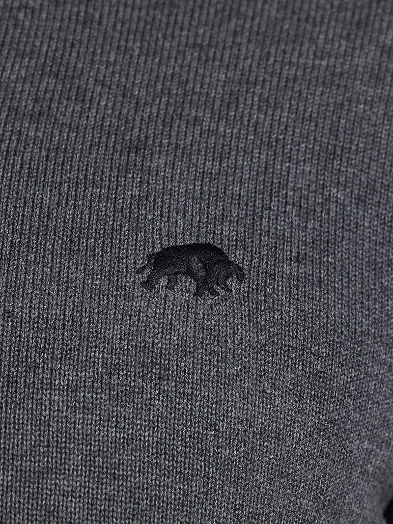 Classic Quarter Zip Cotton/Cashmere Knit - Charcoal