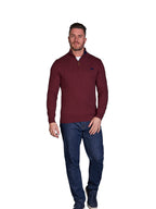 Classic Quarter Zip Cotton/Cashmere Knit - Burgundy