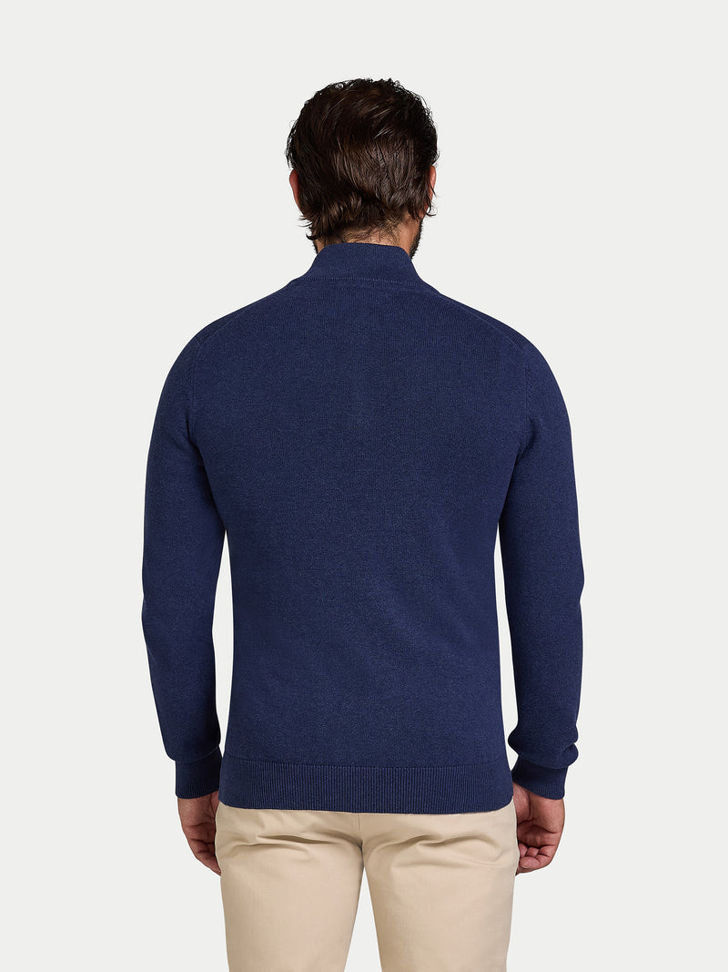 Classic Quarter Zip Cotton/Cashmere Knit - Navy