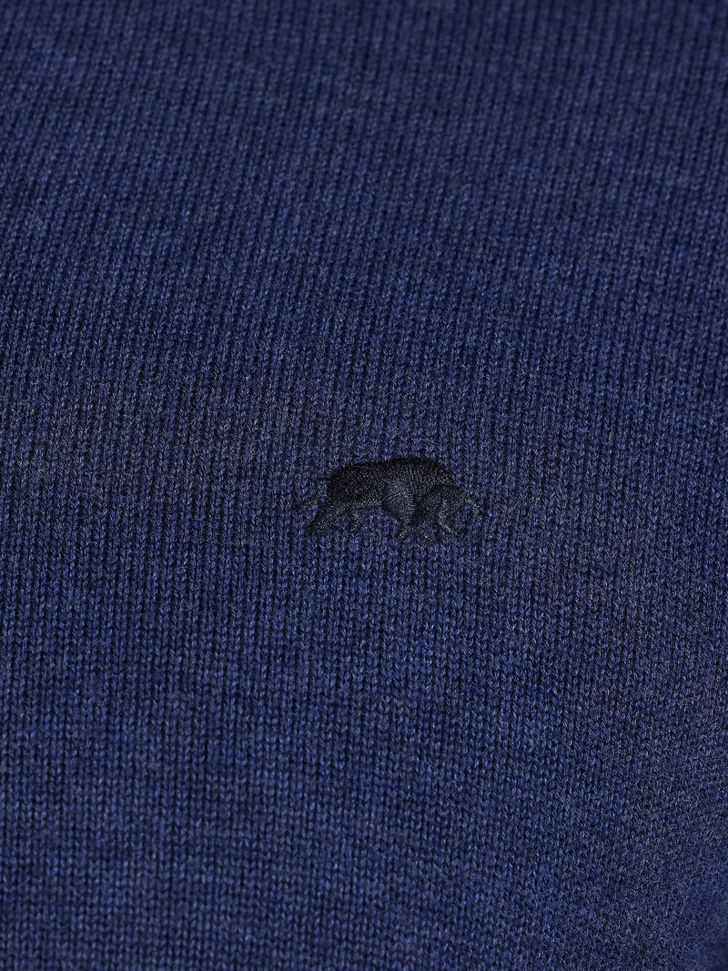 Classic Quarter Zip Cotton/Cashmere Knit - Navy