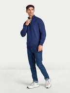 Classic Quarter Zip Cotton/Cashmere Knit - Navy