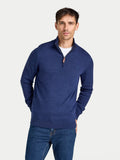 Classic Quarter Zip Cotton/Cashmere Knit - Navy