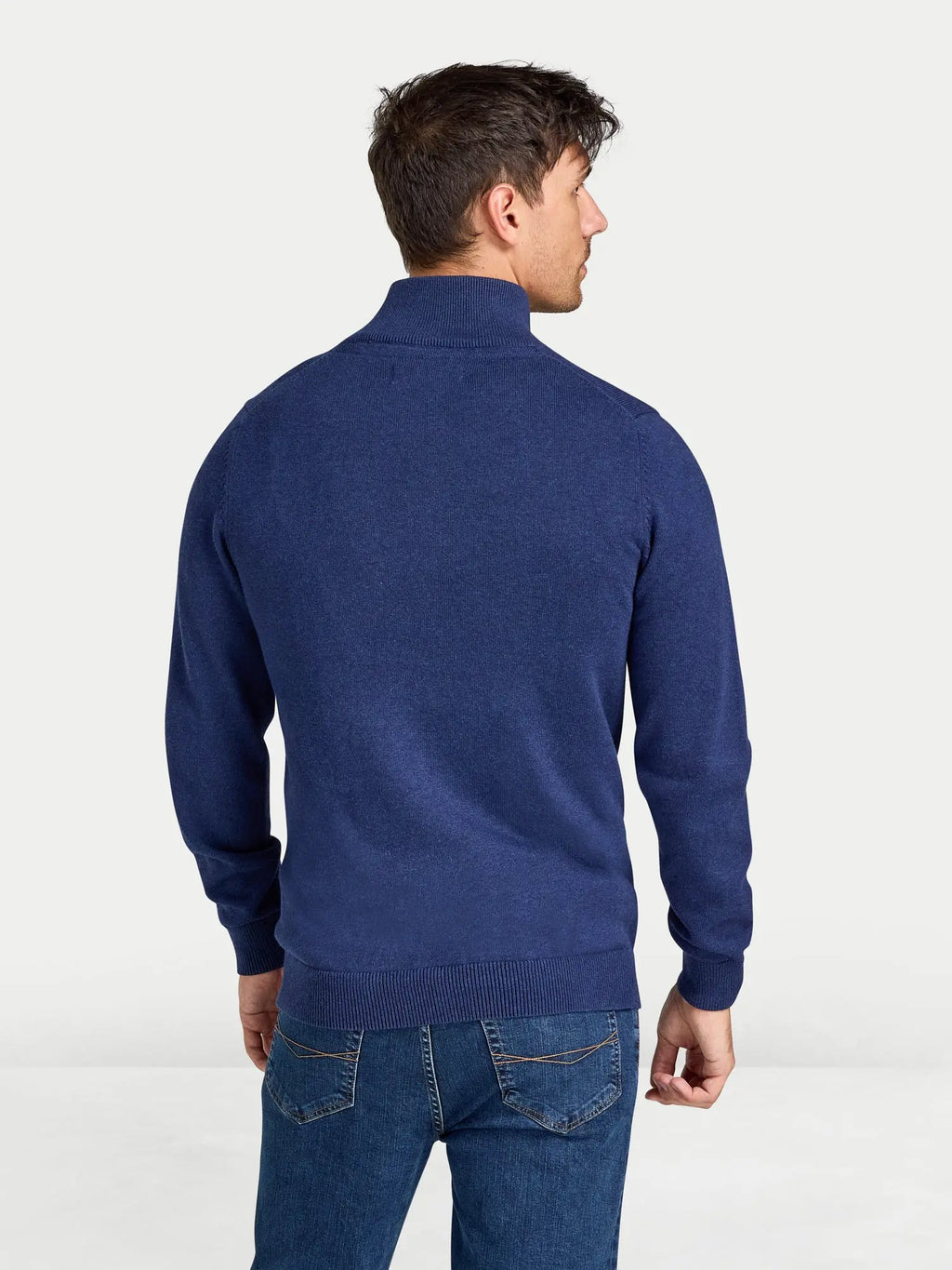 Classic Quarter Zip Cotton/Cashmere Knit - Navy