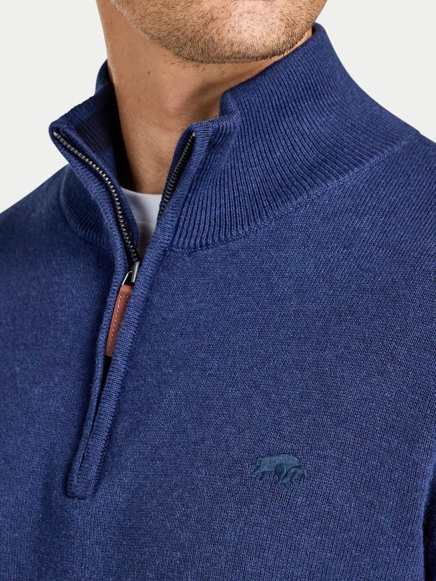 Classic Quarter Zip Cotton/Cashmere Knit - Navy