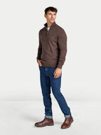Classic Cotton/Cashmere Quarter Zip Knit - Brown Raging Bull Clothing