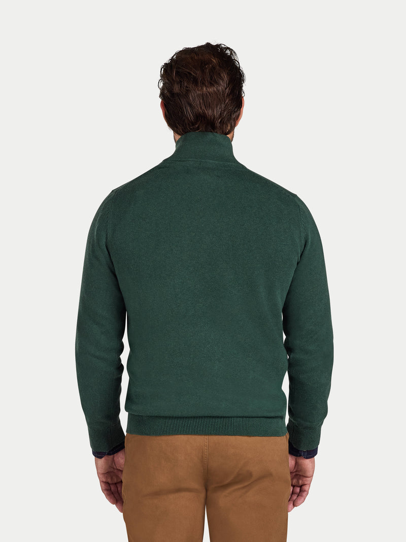 Classic Quarter Zip Cotton/Cashmere Knit - Forest