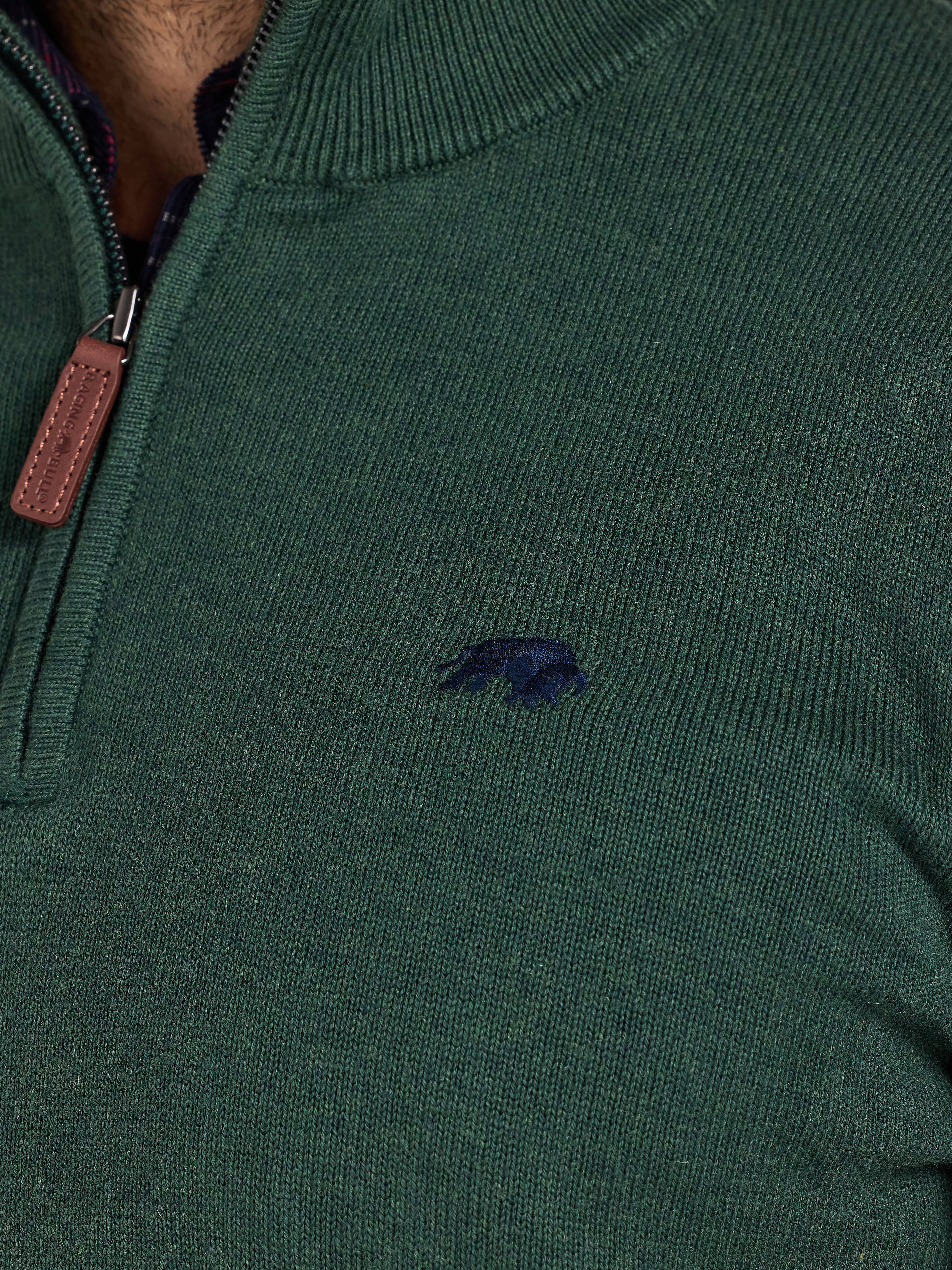 Classic Quarter Zip Cotton/Cashmere Knit - Forest