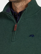 Classic Quarter Zip Cotton/Cashmere Knit - Forest