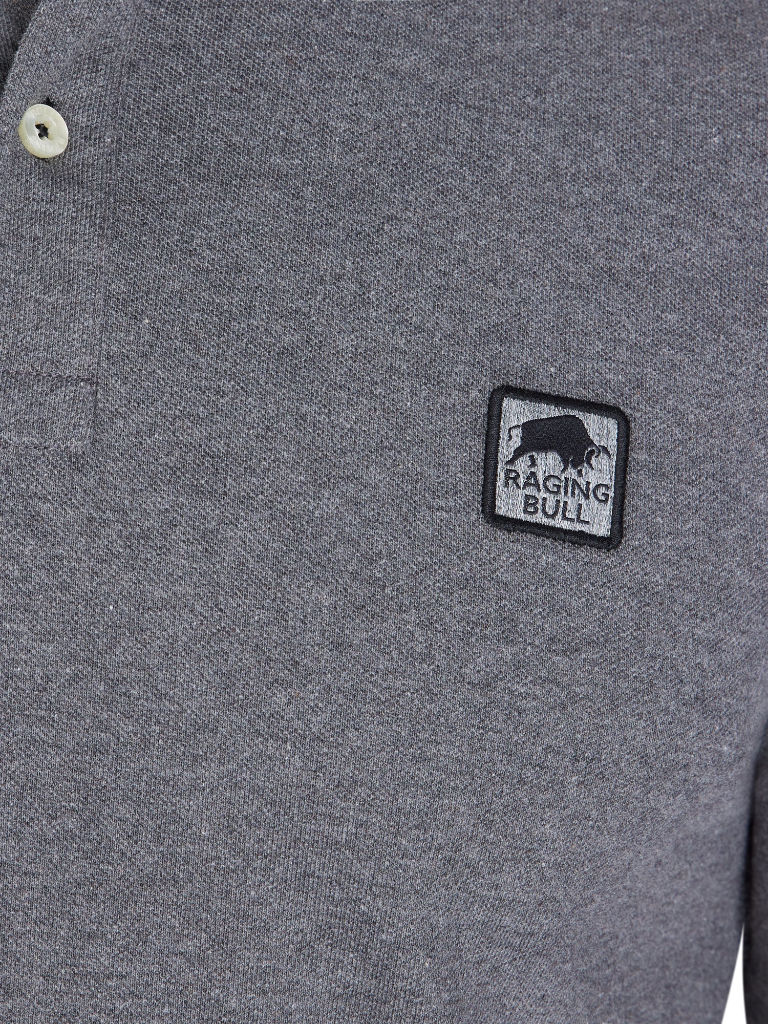 Long Sleeve Classic Patch Pique Polo - Charcoal