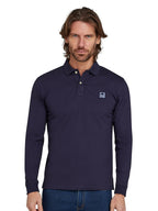 Long Sleeve Classic Jersey Patch Polo - Navy