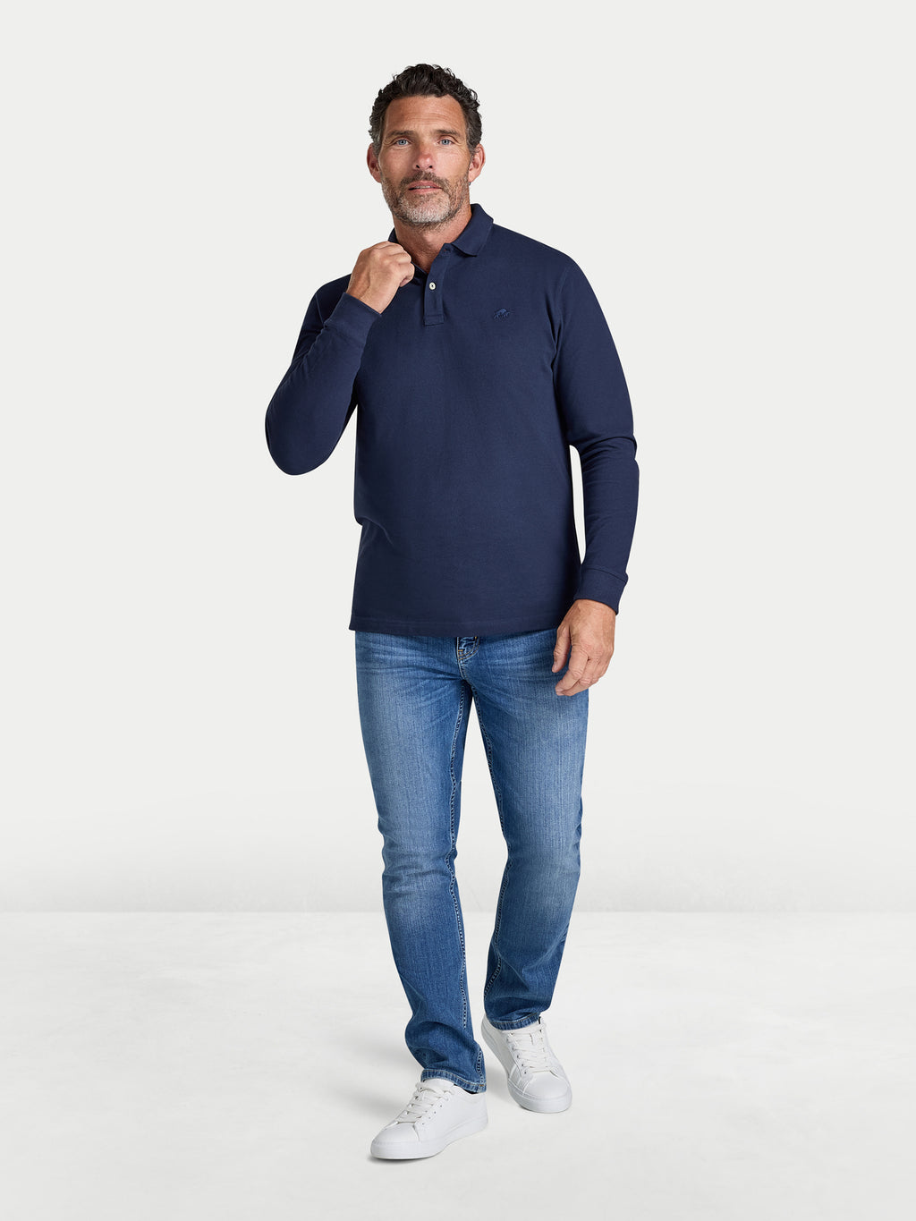 Classic Pique Polo - Long Sleeve - Navy