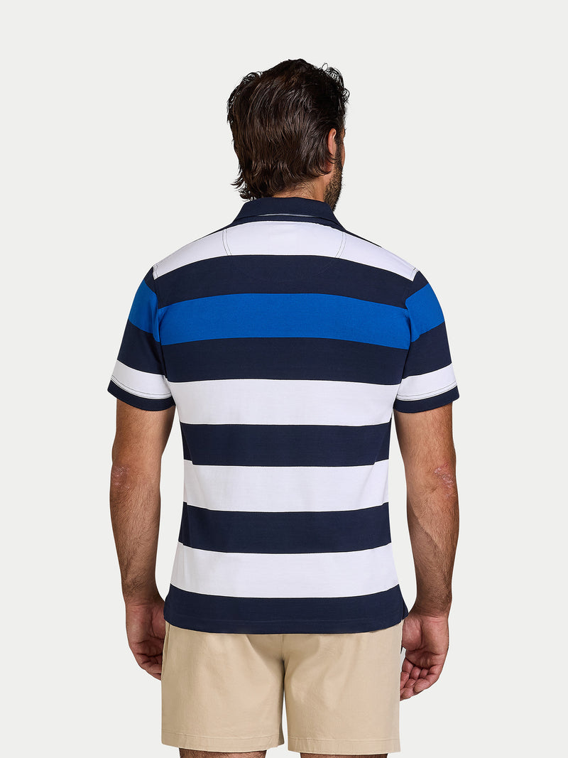 Classic Jersey Contrast Panel Polo - Navy