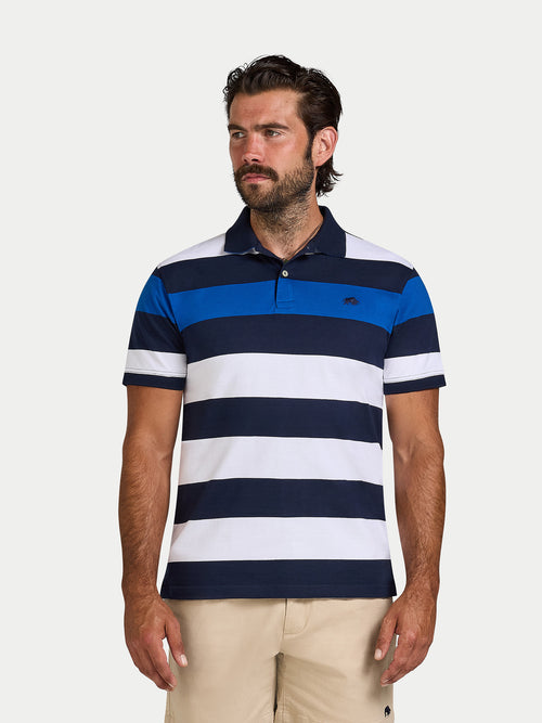Classic Jersey Contrast Panel Polo - Navy