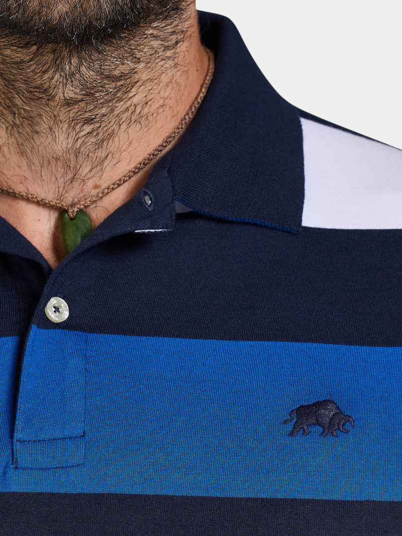 Classic Jersey Contrast Panel Polo - Navy