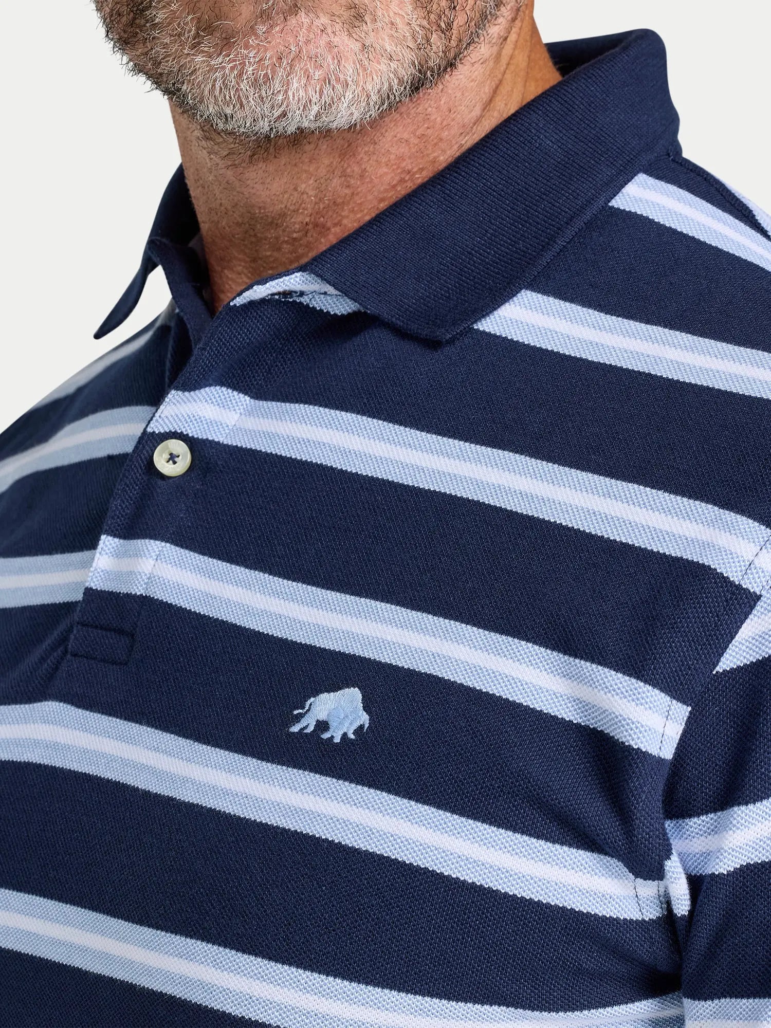 Classic Triple Stripe Birdseye Polo - Navy
