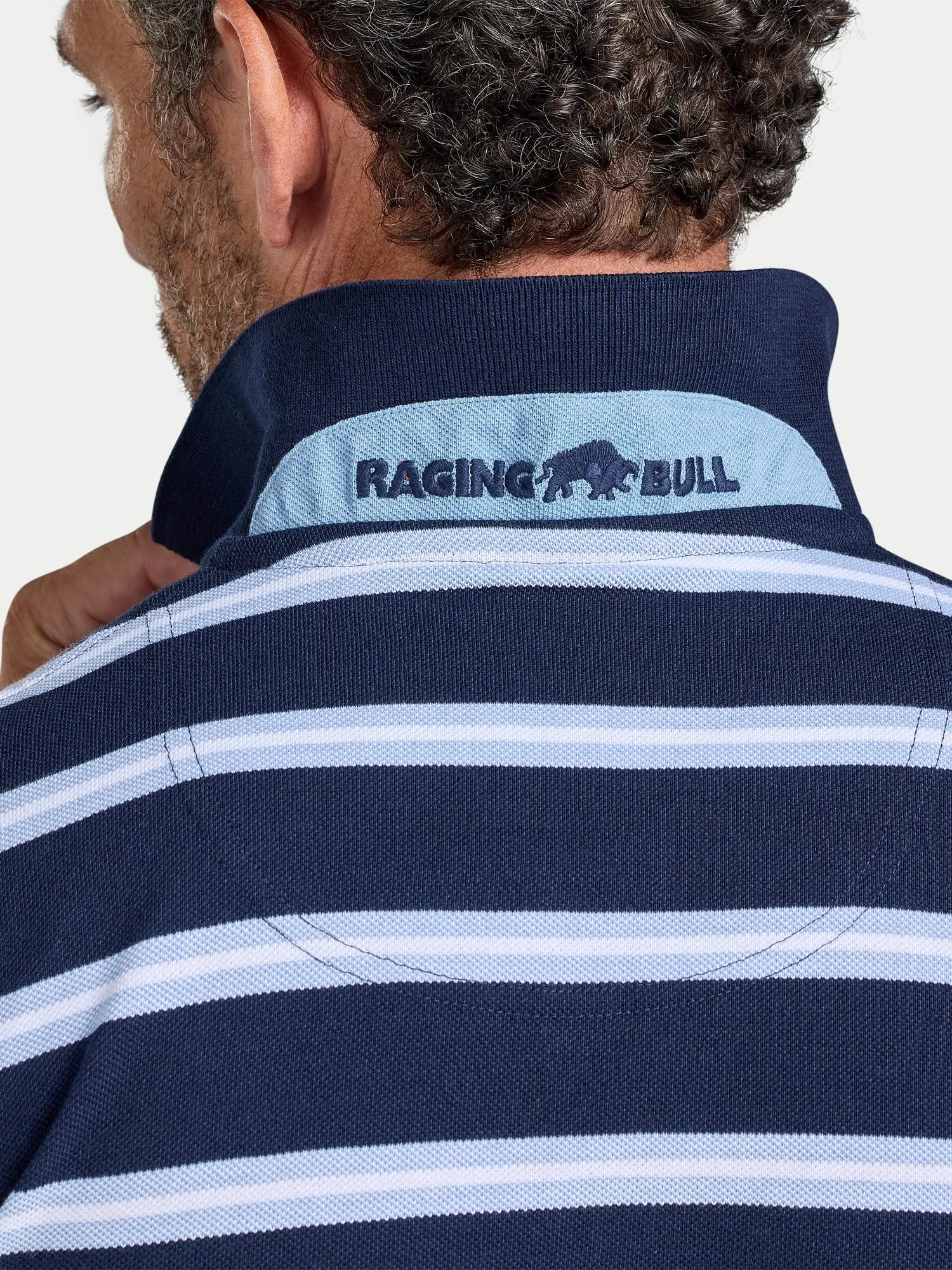 Classic Triple Stripe Birdseye Polo - Navy