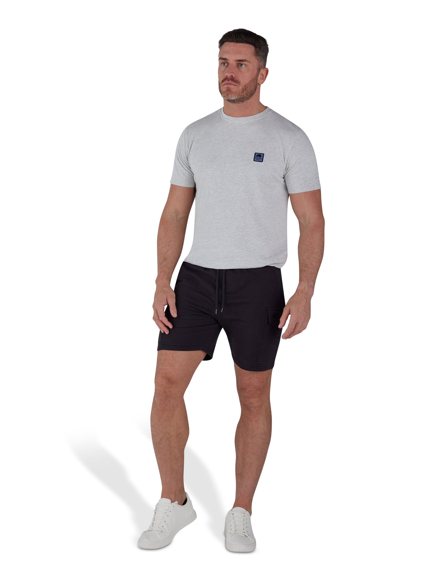 Stretch Waist Jersey Cargo Short - Black