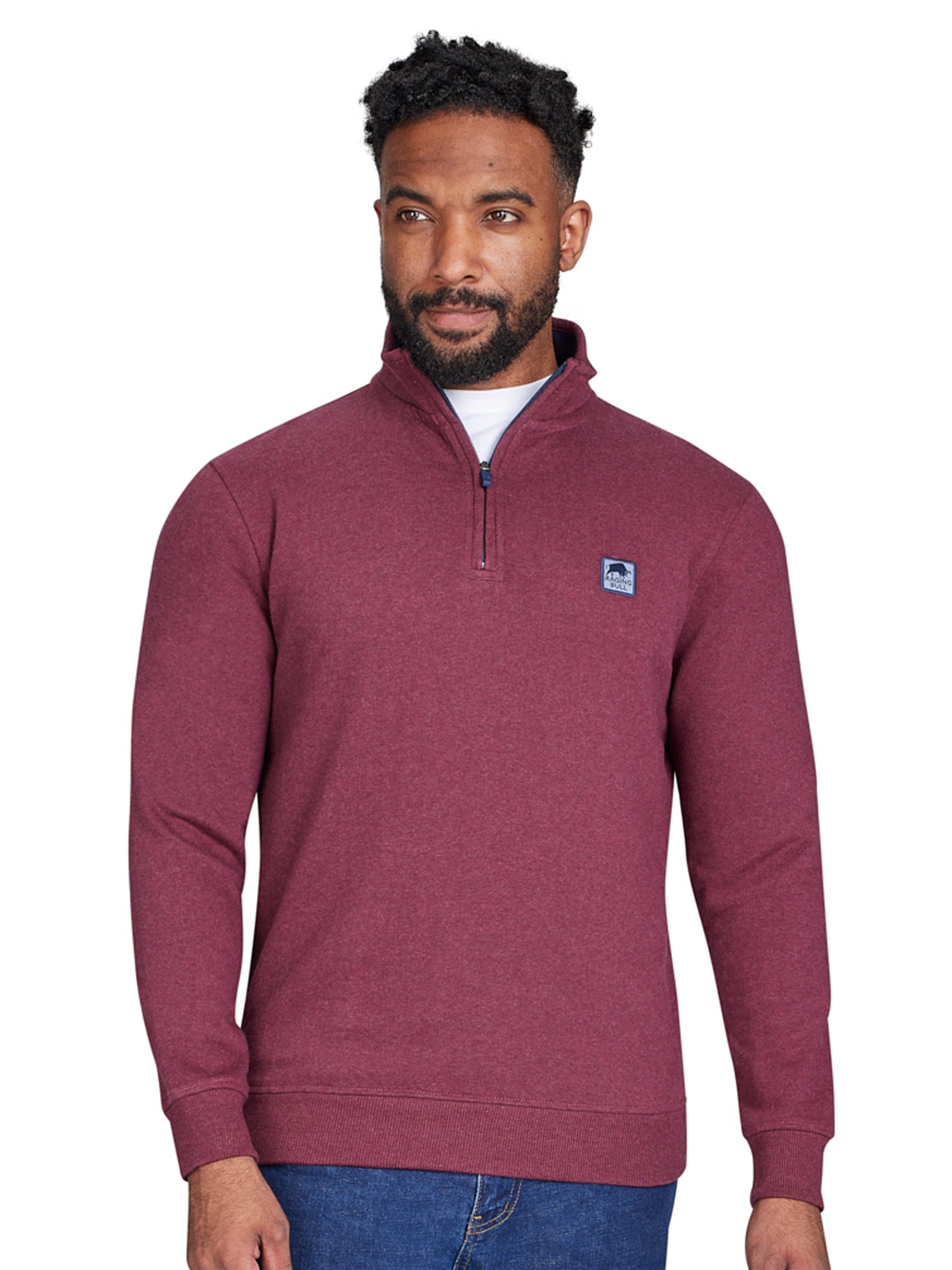 Classic Woven Patch Quarter Zip Sweat - Claret