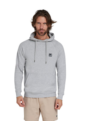 Classic Woven Patch Overhead Hoodie - Grey Marl