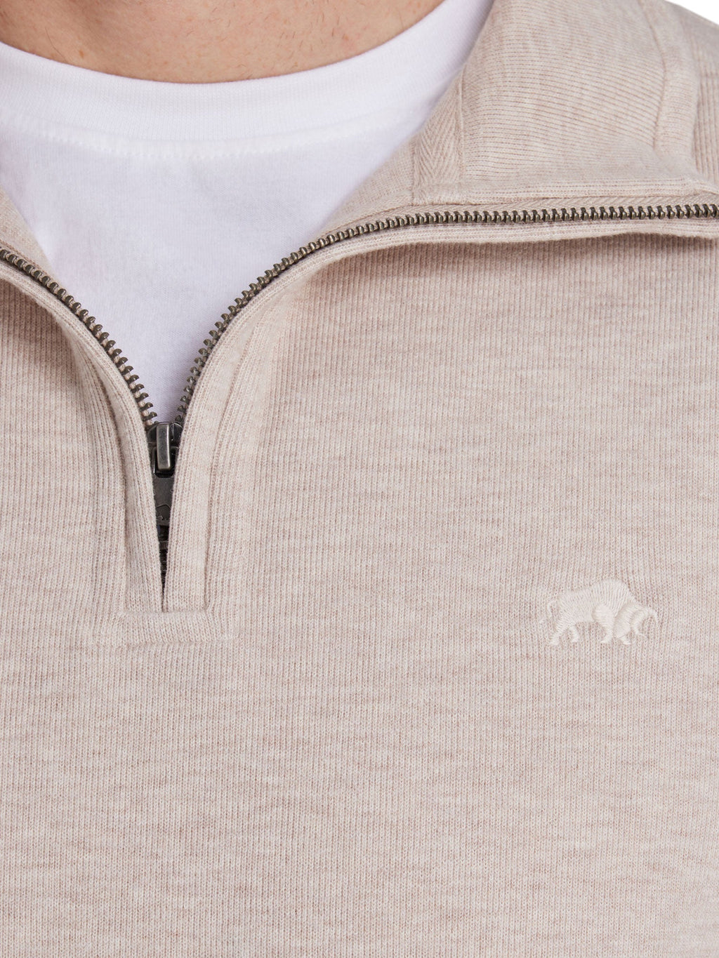 Classic French Rib Quarter Zip - Biscuit Clearance
