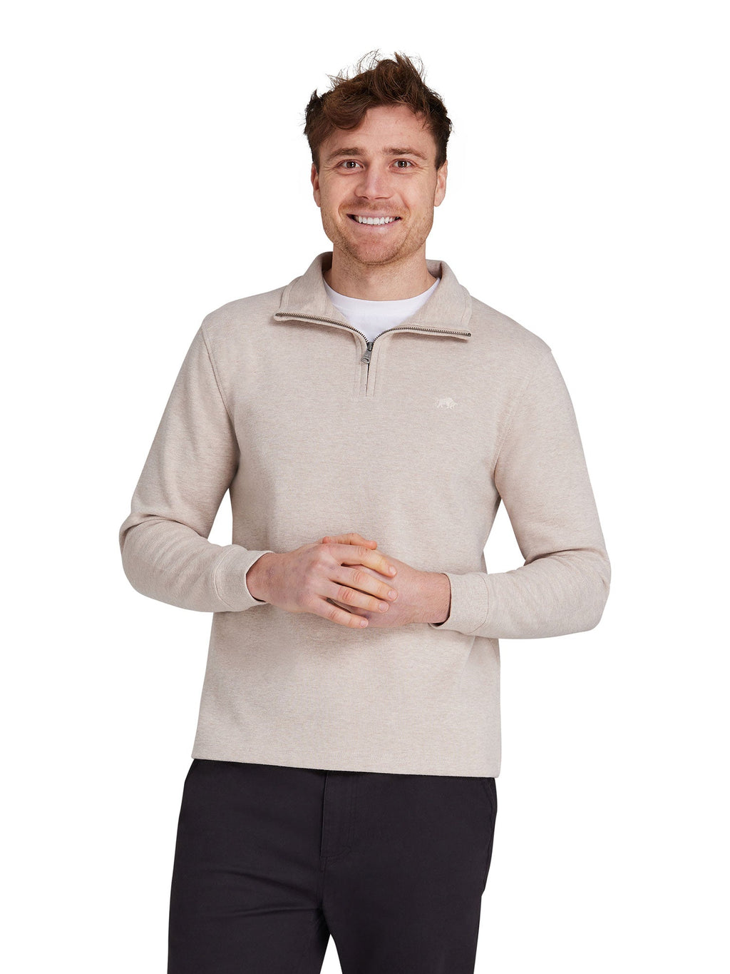 Classic French Rib Quarter Zip - Biscuit Clearance
