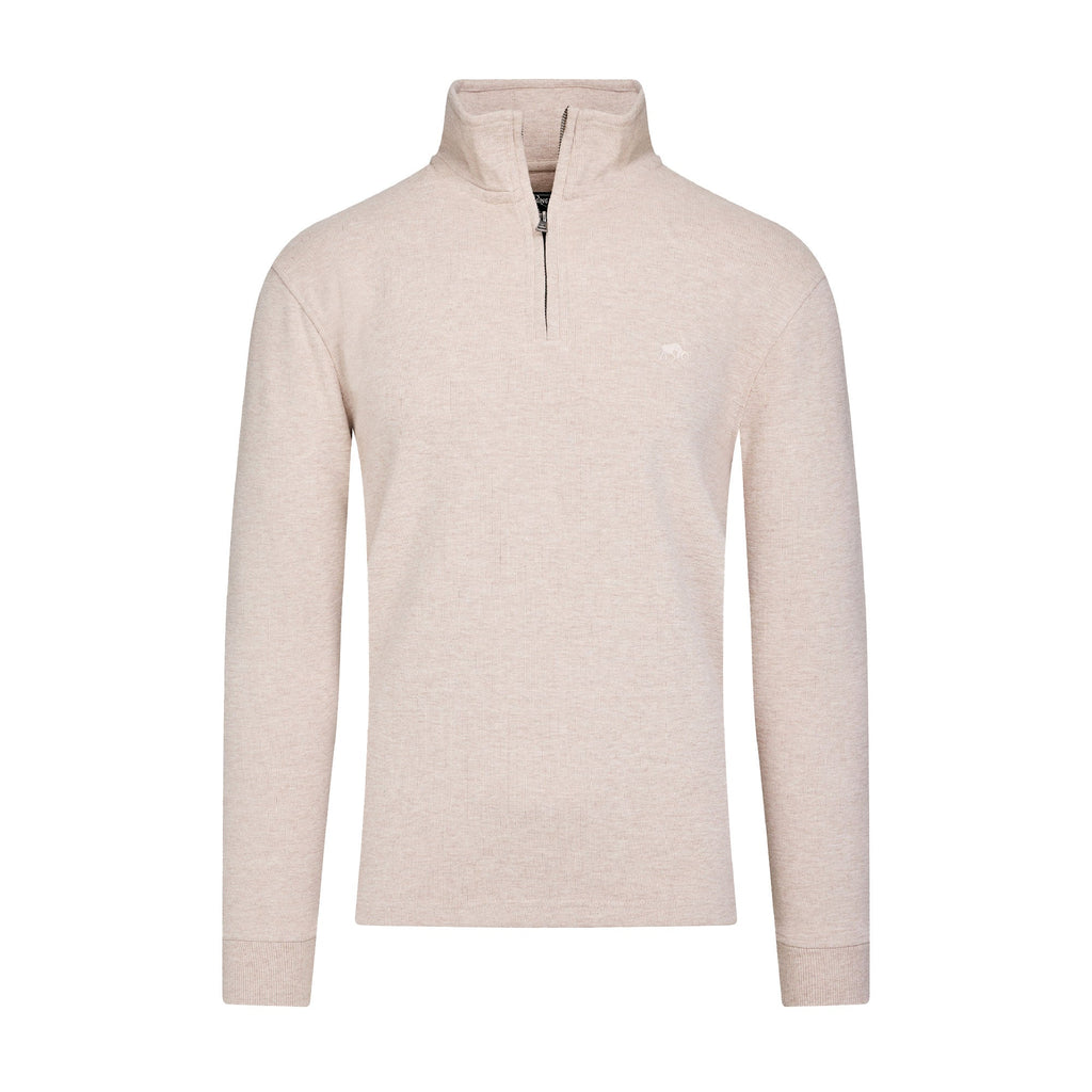 Classic French Rib Quarter Zip - Biscuit Clearance