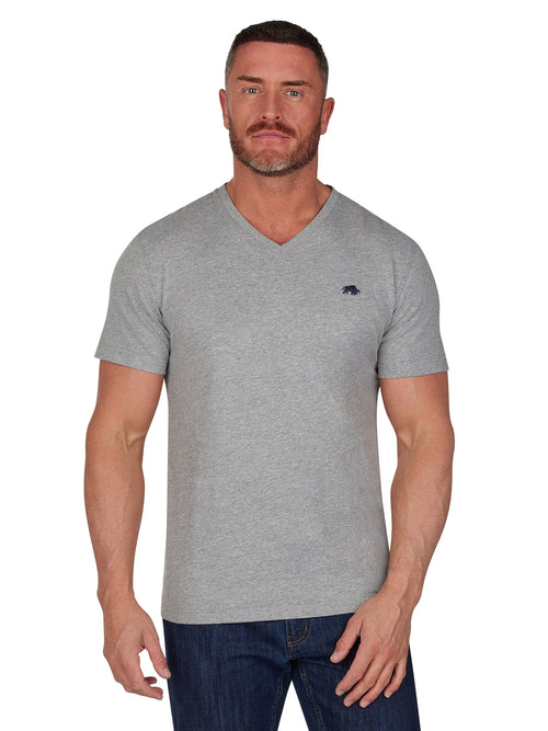 Classic Organic V Neck T-Shirt - Grey Marl