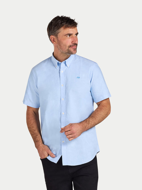 Short Sleeve Lightweight Oxford Shirt - Sky Blue
