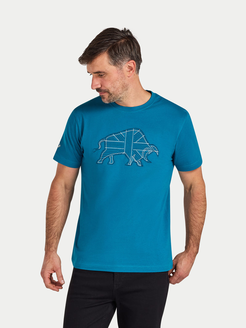 Stitch Embroidery Bull T-Shirt - Teal