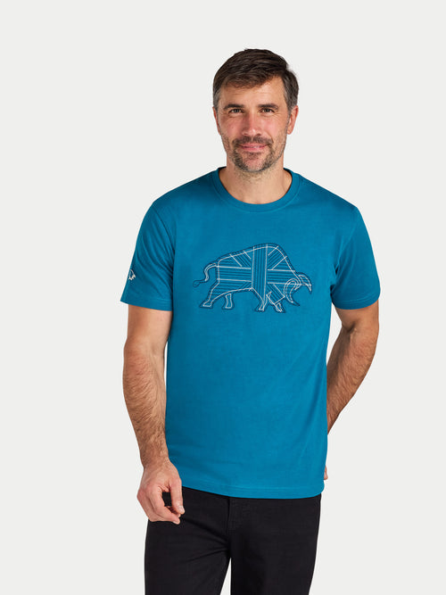 Stitch Embroidery Bull T-Shirt - Teal